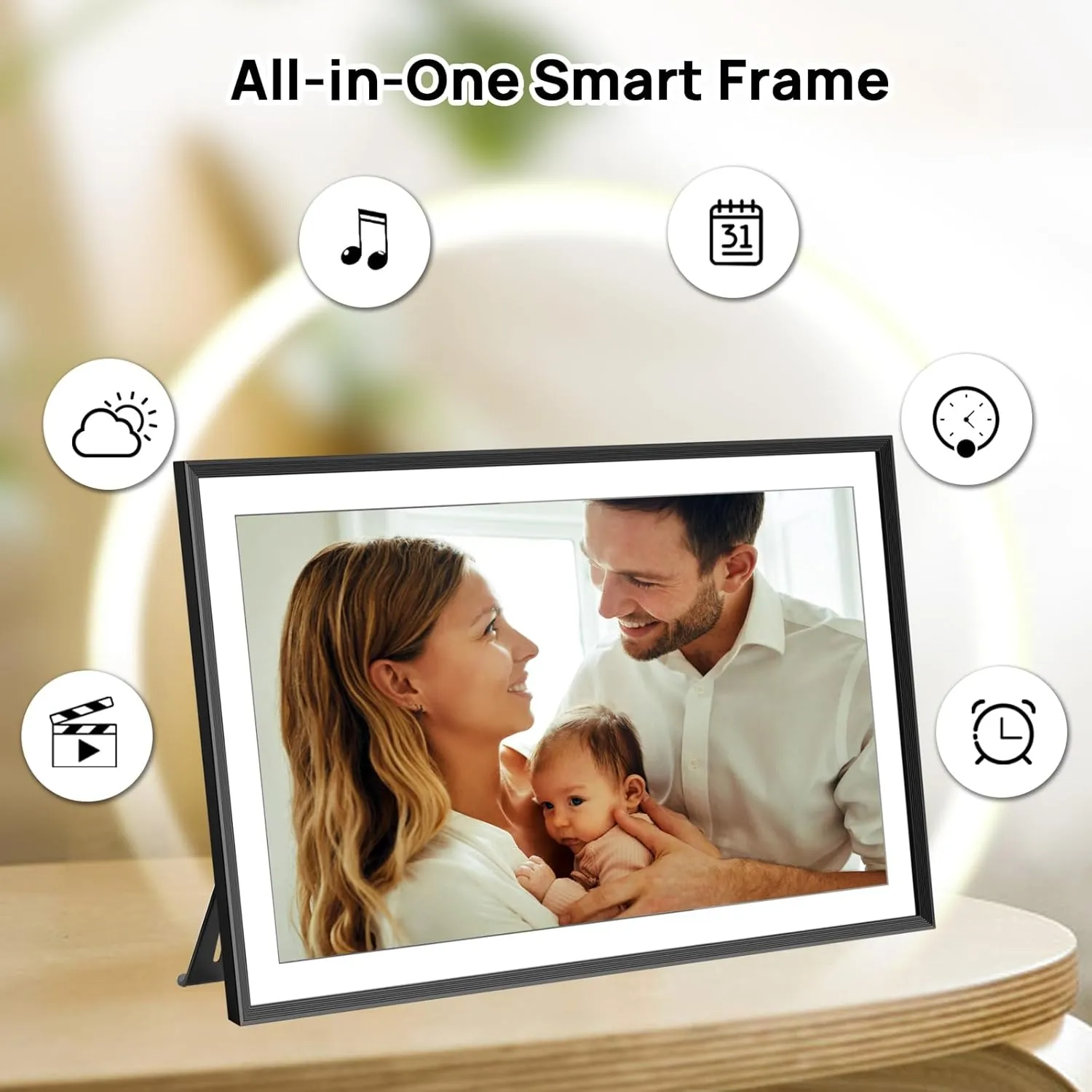 15.6 Inch WiFi Digital Picture Frame with 1920x1080 FHD IPS Touch Screen, Send Photo or Videos via App or Email, 32GB Storage, Support USB Drive/SD Card Extend Storage, Auto-Rotate, Wall Mountable