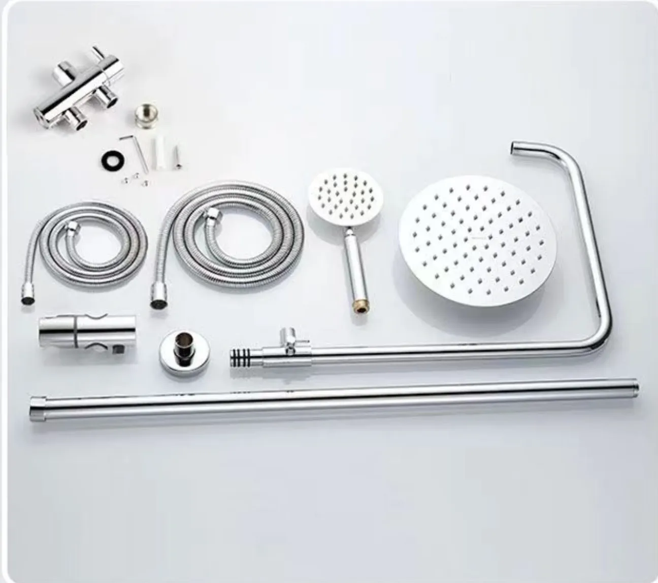 2 In 1 Shower Combination Dual Hose Rain Metal Head - Black/Chrome