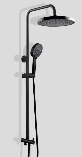 2 In 1 Shower Combination Dual Hose Rain Metal Head - Black/Chrome