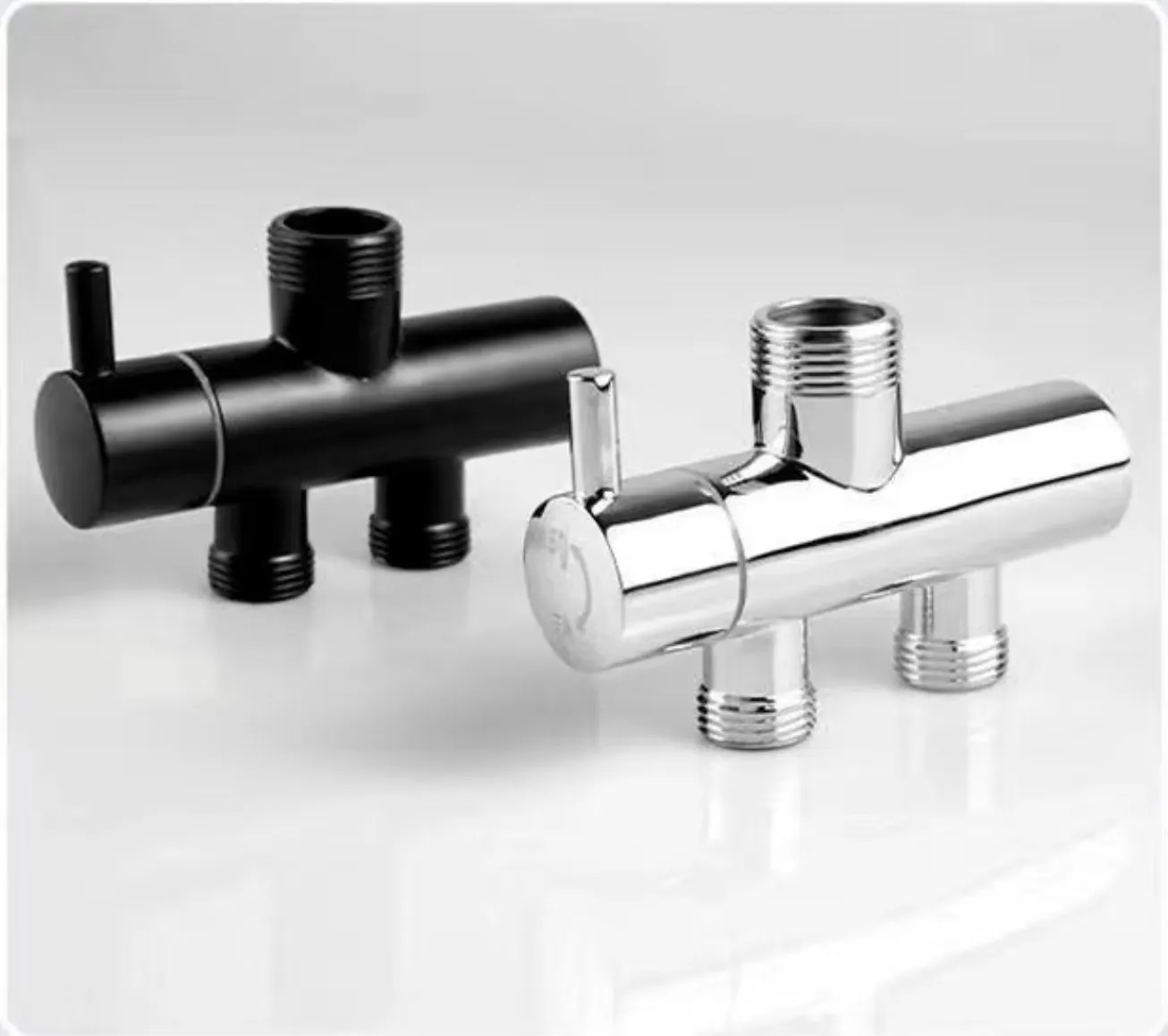 2 In 1 Shower Combination Dual Hose Rain Metal Head - Black/Chrome