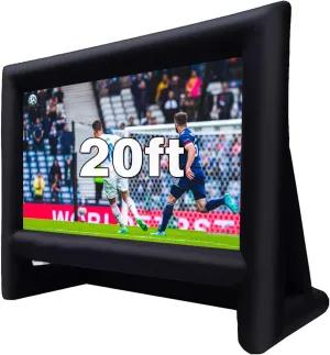 20 Feet Inflatable Movie Screen Outdoor Theater Blow Up Projection Screen with Carry Bag Blower for Front and Rear Projection Home Theater Backyard Pool Fun