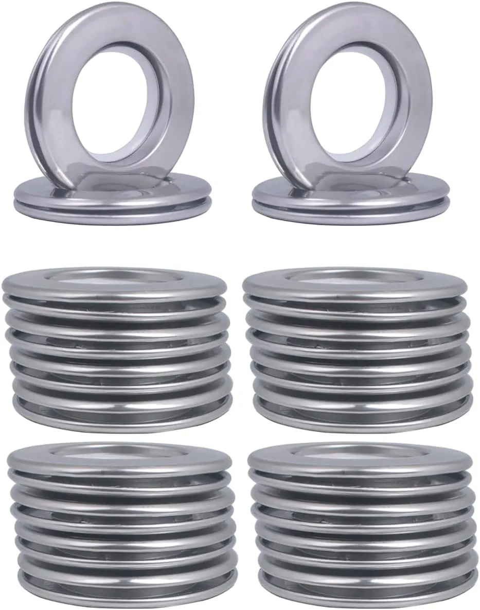 20 Pack Stainless Curtain Grommets Inner Diameter 1-9/16 inch (40mm-75mm) Stainless Steel Curtain Eyelet Rings Round Nanoscale Low Noise Roman Ring Eyelet for Curtains Drape (20-Pack Silver)
