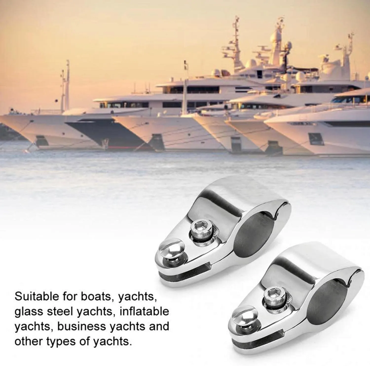 2Pcs Boat Bimini Top Hinged Jaw Slide, Stainless Steel 316 Marine Boat Canopy Tube Clamp Fitting Boat Accessories (Type: with Lock nut, 1.5inch)