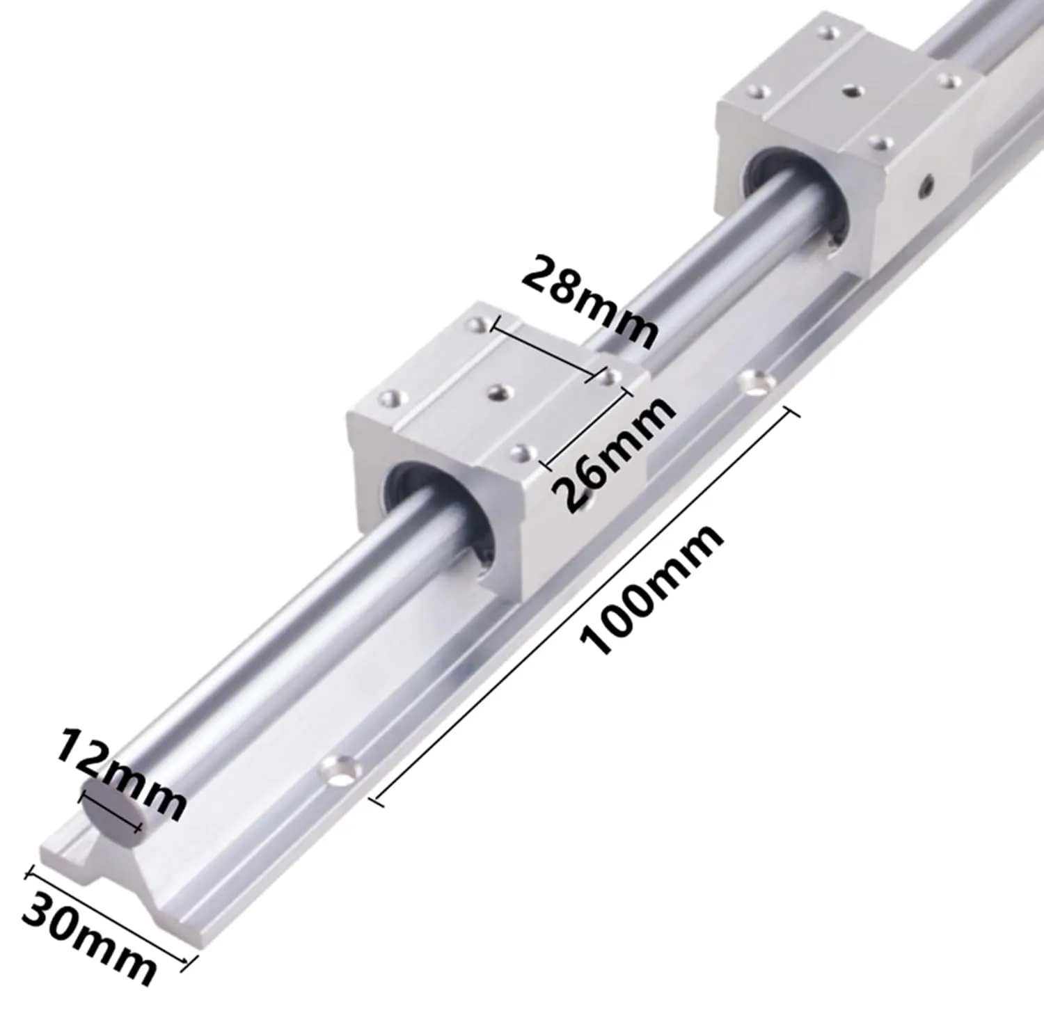 2PCS Linear Rails SBR12 1000mm Linear Guide Rails with 4PCS SBR12UU Slide Blocks, CNC Rail Kit, Linear Rails and Bearings Kit for Automated Machines and Equipments(SBR12-1000)