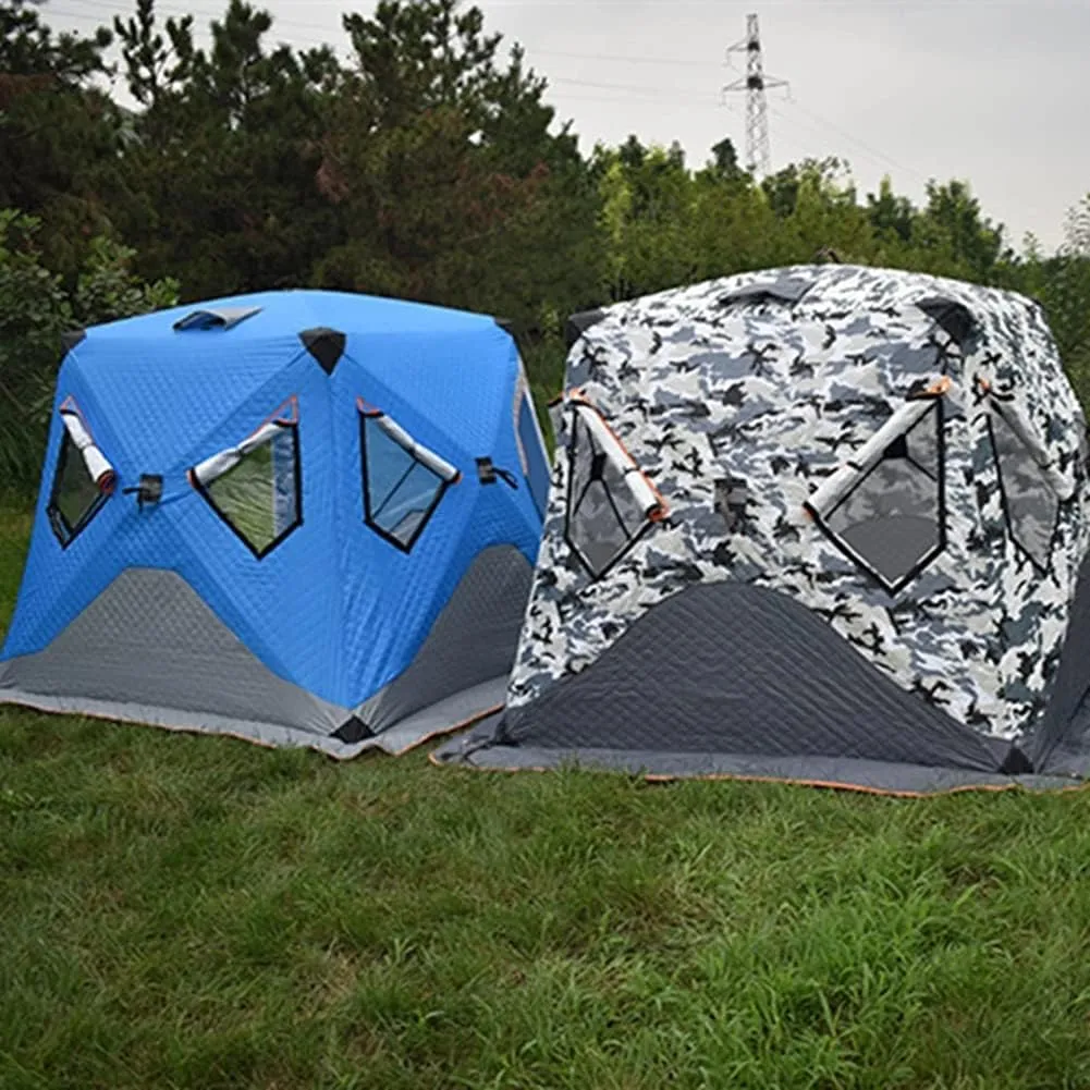 3-4 Person Winter Fishing Tent Thickened Warm Cotton Tent Outdoor Camping Tourist Tent Detachable Ventilated Windows & Door for Ice Fishing (Camouflage 3~4 People)