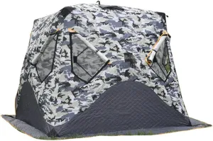 3-4 Person Winter Fishing Tent Thickened Warm Cotton Tent Outdoor Camping Tourist Tent Detachable Ventilated Windows & Door for Ice Fishing (Camouflage 3~4 People)