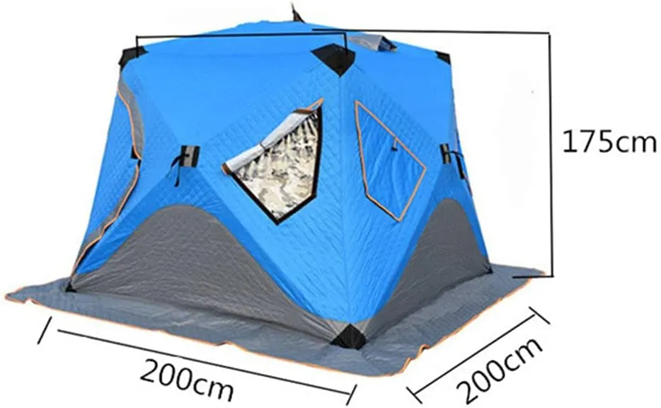 3-4 Person Winter Fishing Tent Thickened Warm Cotton Tent Outdoor Camping Tourist Tent Detachable Ventilated Windows & Door for Ice Fishing (Camouflage 3~4 People)