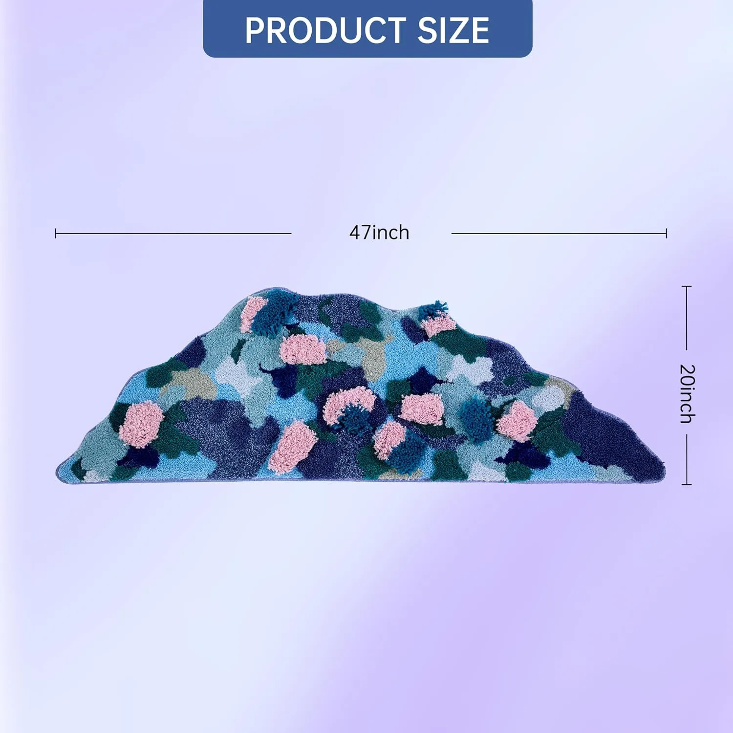 3D Stereo Flower Irregular Shaped Blue Bathroom Rug,Absorbent Tufted Soft Shaggy Rugs,20''X59''Non Slip Washable Moss Bath mat for Bedroom Kitchen Door Mat Decor(Blue)