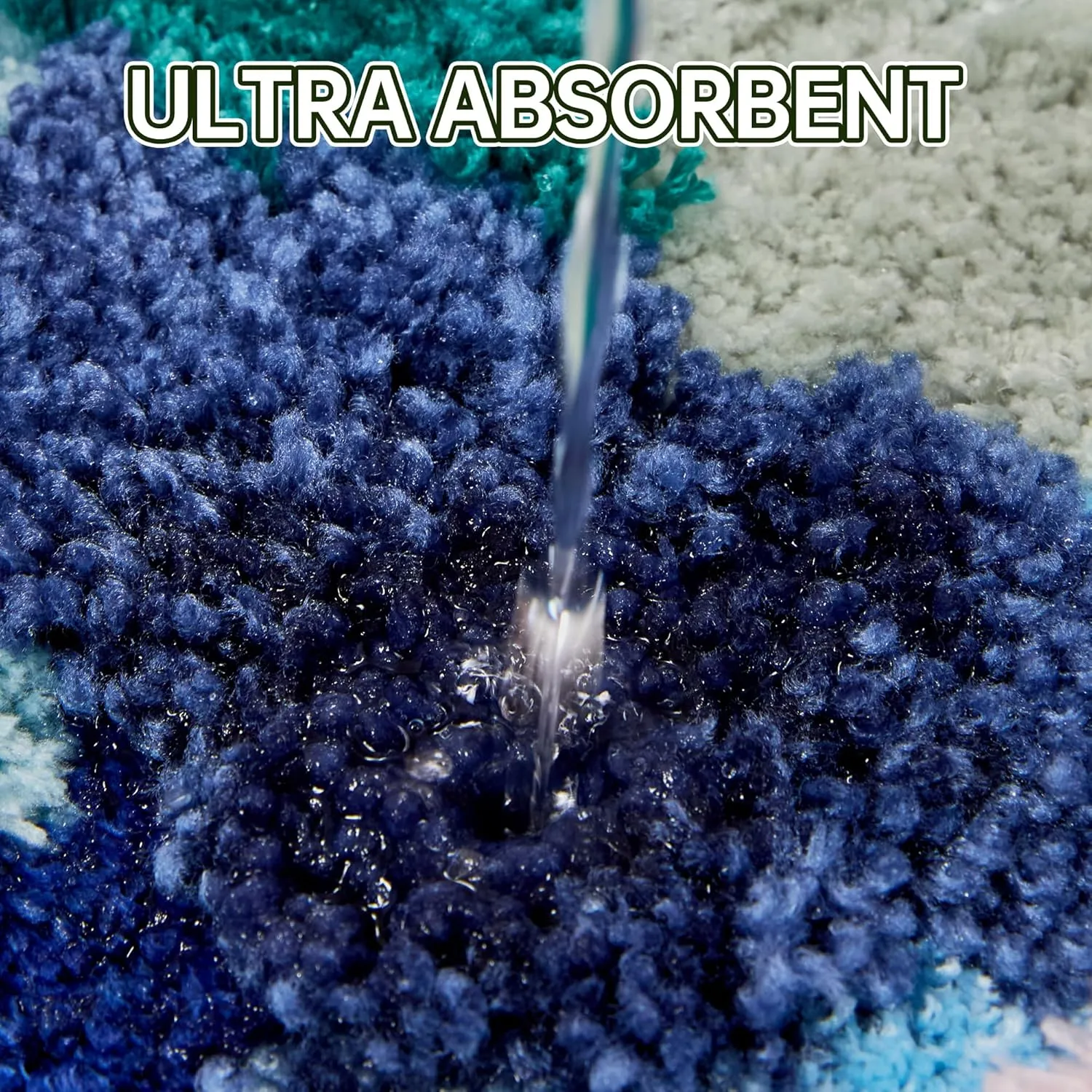 3D Stereo Flower Irregular Shaped Blue Bathroom Rug,Absorbent Tufted Soft Shaggy Rugs,20''X59''Non Slip Washable Moss Bath mat for Bedroom Kitchen Door Mat Decor(Blue)