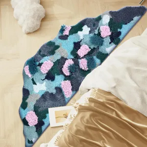 3D Stereo Flower Irregular Shaped Blue Bathroom Rug,Absorbent Tufted Soft Shaggy Rugs,20''X59''Non Slip Washable Moss Bath mat for Bedroom Kitchen Door Mat Decor(Blue)