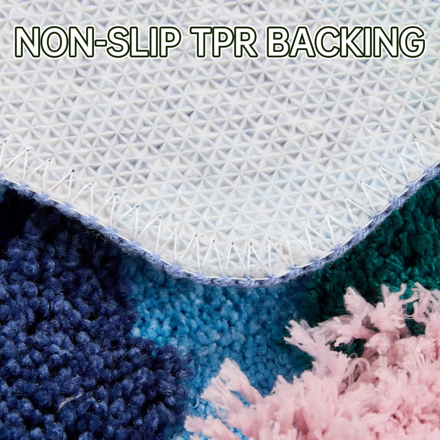 3D Stereo Flower Irregular Shaped Blue Bathroom Rug,Absorbent Tufted Soft Shaggy Rugs,20''X59''Non Slip Washable Moss Bath mat for Bedroom Kitchen Door Mat Decor(Blue)