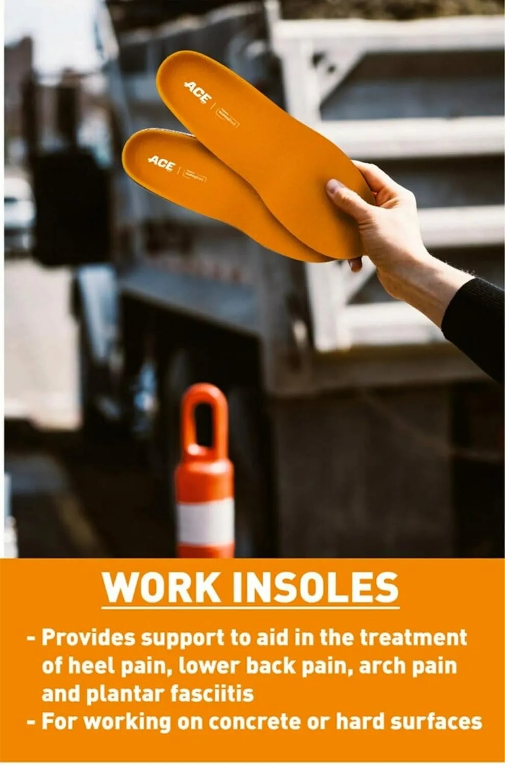ACE Insoles Work, Shaped by Superfeet, Anti-Fatigue Support, One Pair, Small