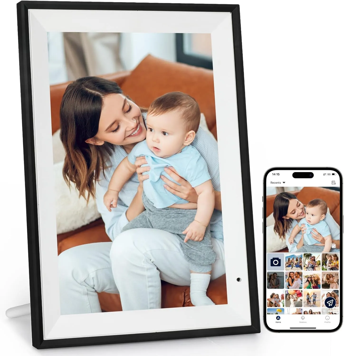 AEEZO Digital Picture Frame,10.1 Inch Digital Photo Frame with 1280 * 800 IPS Touch Screen HD Disply,Built-in 32GB Storage,Wall-Mounted, WiFi Digital Frame Share Photos/Videos via AiMOR App - White