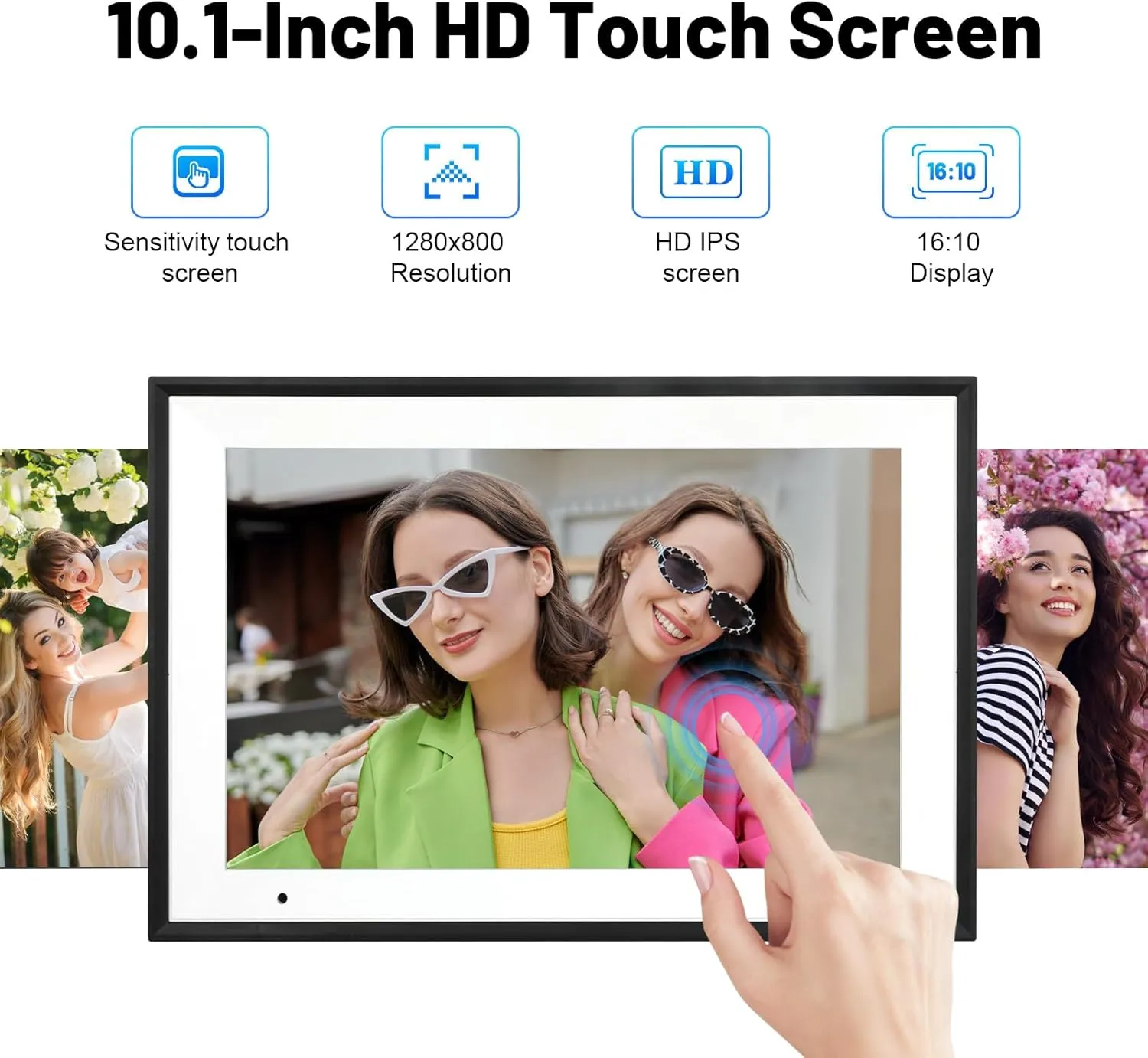 AEEZO Digital Picture Frame,10.1 Inch Digital Photo Frame with 1280 * 800 IPS Touch Screen HD Disply,Built-in 32GB Storage,Wall-Mounted, WiFi Digital Frame Share Photos/Videos via AiMOR App - White