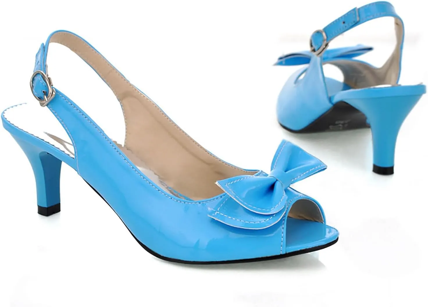 AIMODOR Womens Peep Toe Kitten Heels Sandals Ladies Slingback Dress Pumps