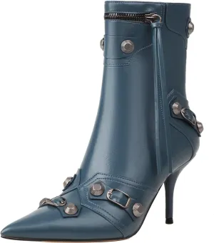 AIMODOR Womens Platform Gothic Punk Boots Lace Up Chunky High Heel Goth Ankle Boots With Side Zipper