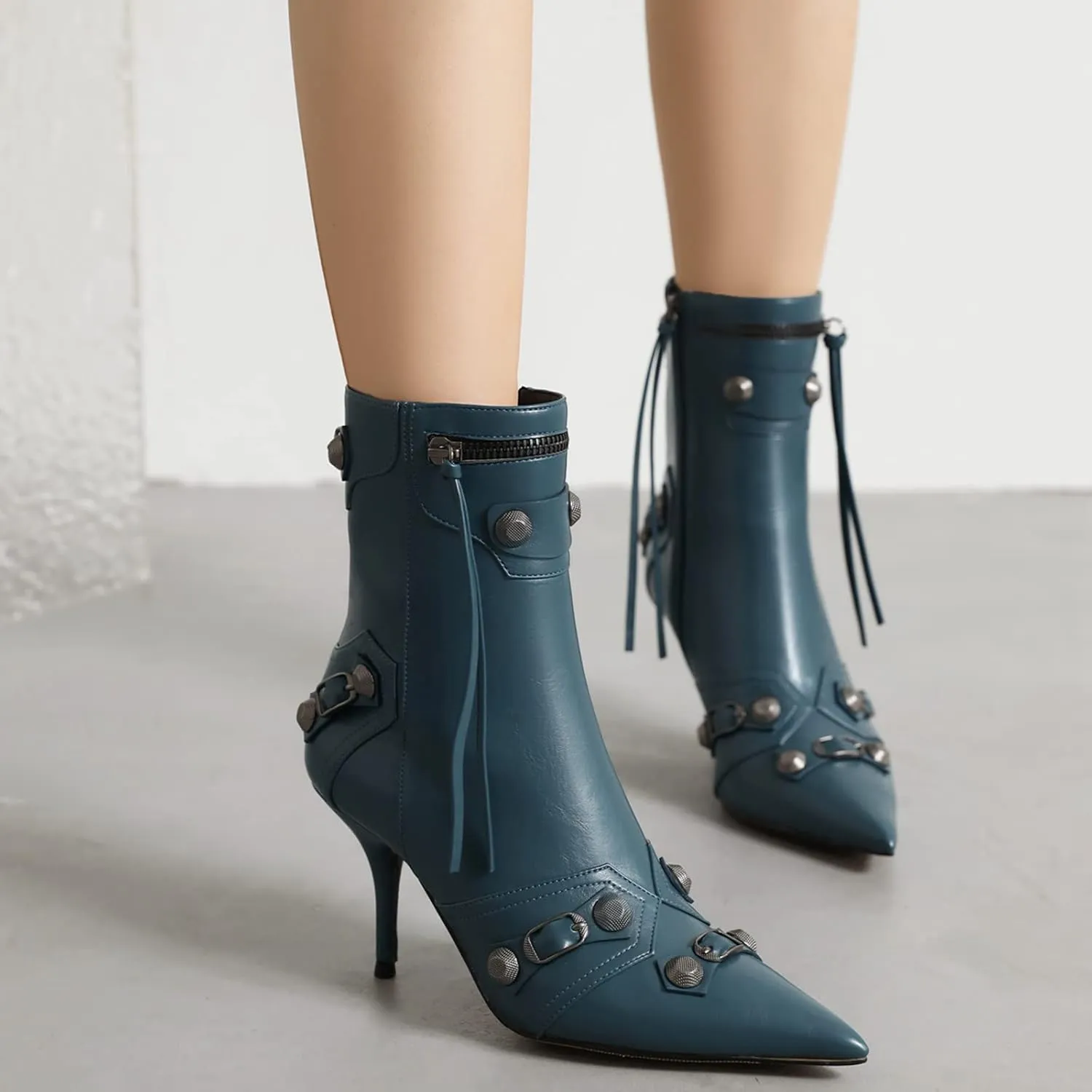 AIMODOR Womens Platform Gothic Punk Boots Lace Up Chunky High Heel Goth Ankle Boots With Side Zipper