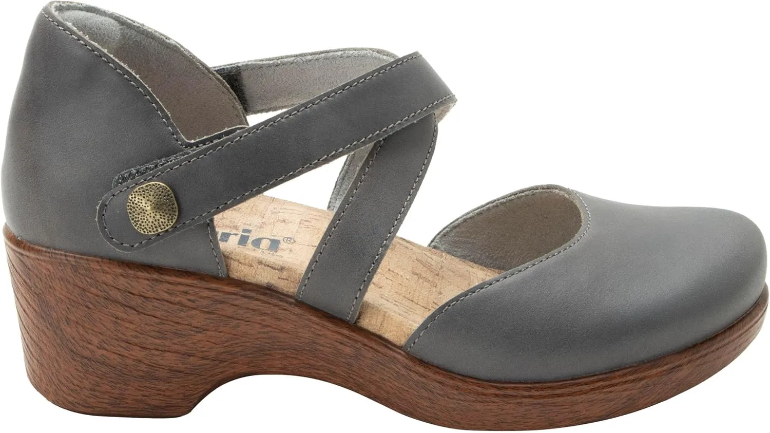 Alegria Womens Savina Leather Wedge - Stylish and Versatile Mary Jane for Endless Support - Enhanced Arch Slip Resistant Platform Ankle Cross Strap Heel for Professionals