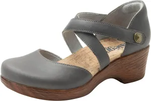 Alegria Womens Savina Leather Wedge - Stylish and Versatile Mary Jane for Endless Support - Enhanced Arch Slip Resistant Platform Ankle Cross Strap Heel for Professionals