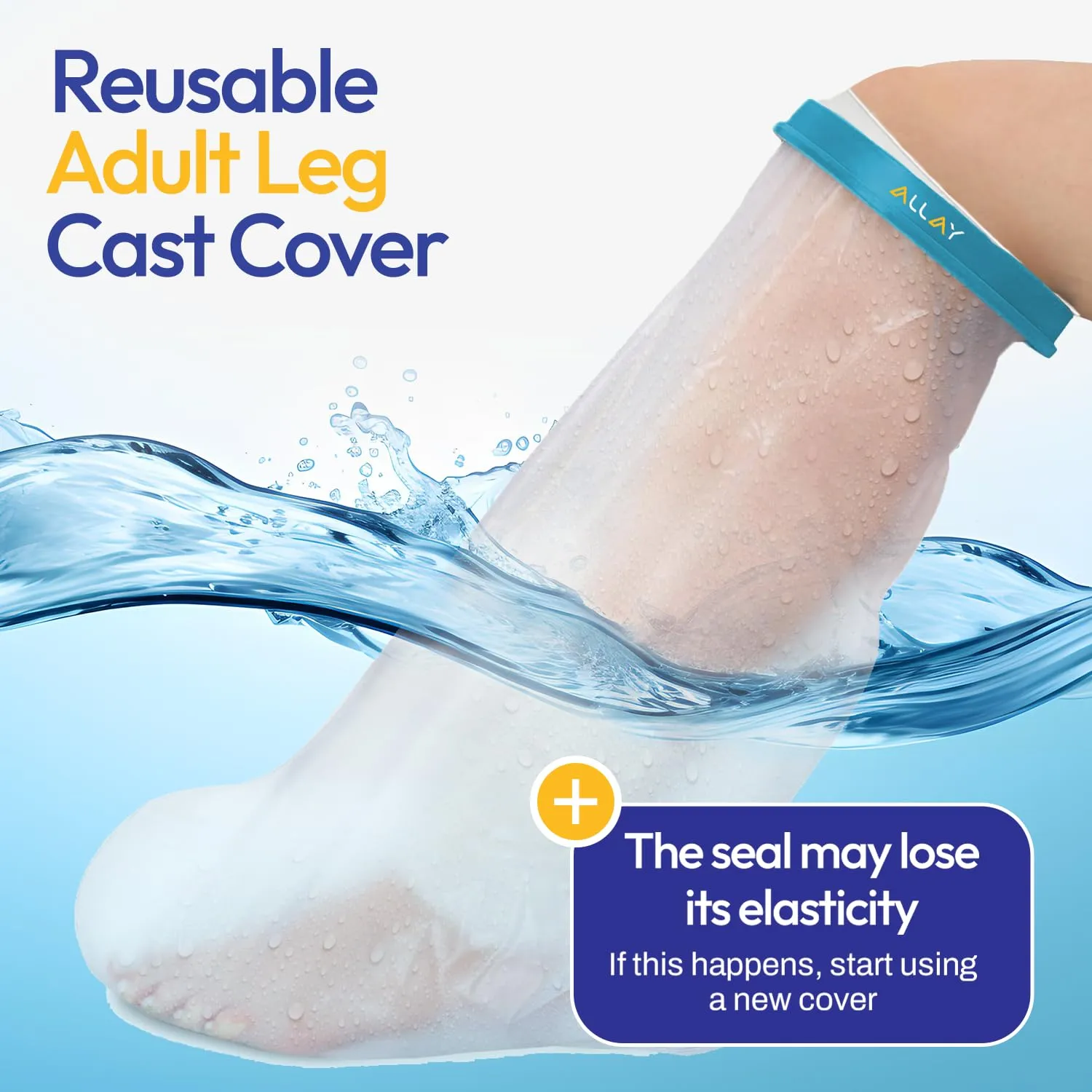 ALLAY Cast Covers for Shower Leg - 1Pcs Cast Protector for Shower Leg Adult - Reusable Shower Shield for Foot After Surgery - Durable Waterproof Leg Cast Cover for Shower Adult, Men, Women