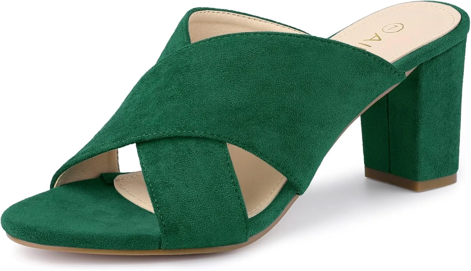 Allegra K Women's Crisscross Strap Block Heel Slide Sandals