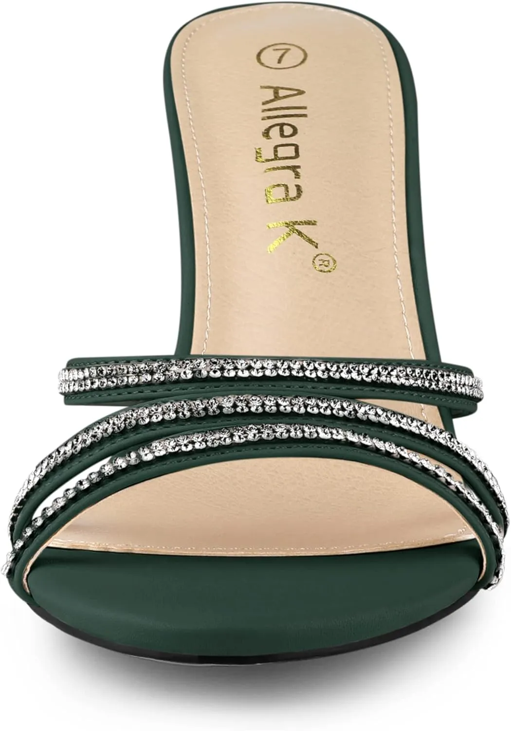 Allegra K Women's Open Toe Rhinestone Strappy Stiletto Heels Sandals Slip On Slip On Mules