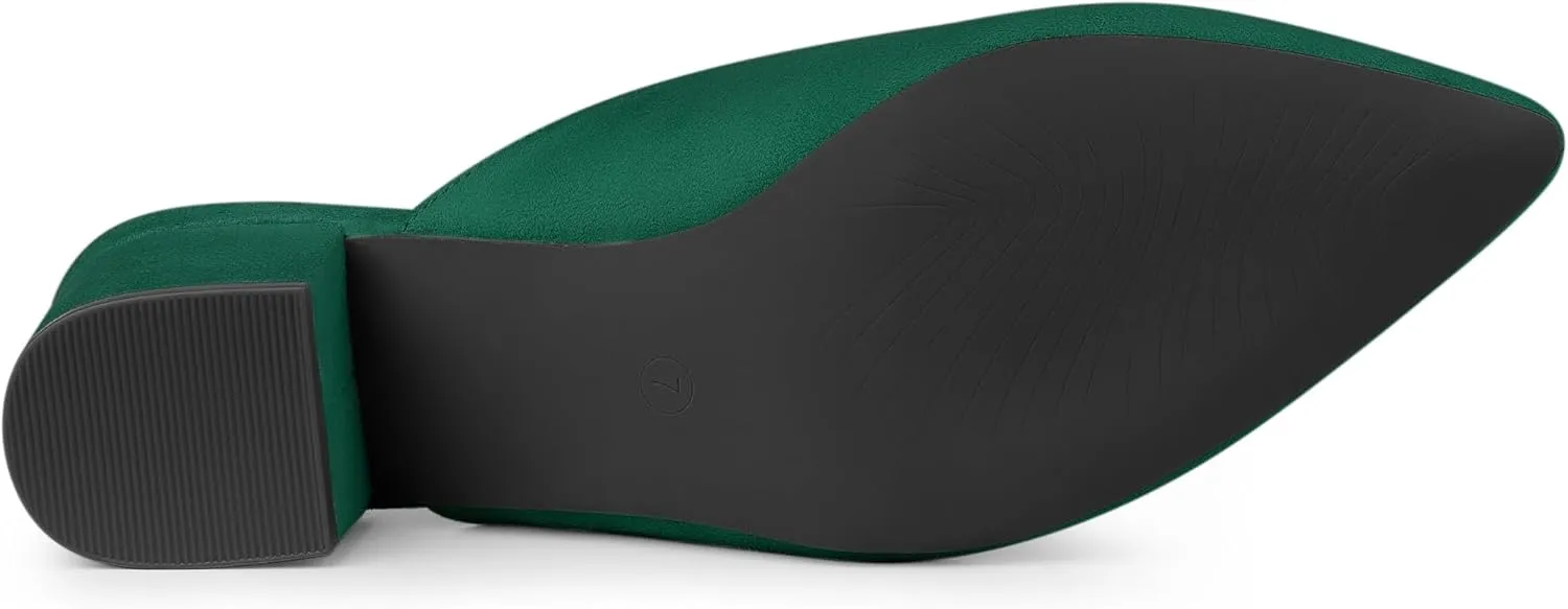 Allegra K Women's Slip on Pointed Toe Chunky Heels Slide Mules