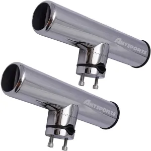 AMYSPORTS Rail Mount Rod Clamp Holders Boat Clamp Holders Rod Stainless Steel Fishing Rods Holder Adjustable Marine Side Mounted Support for Kayak Boats Fishing
