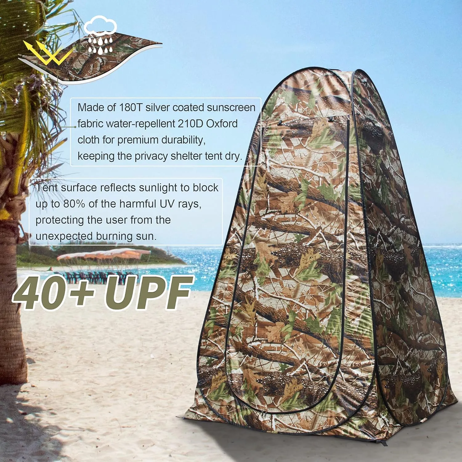 Anngrowy Pop Up Privacy Shower Tent - Portable Outdoor Camping Bathroom Toilet Changing Dressing Room - UPF40  Waterproof