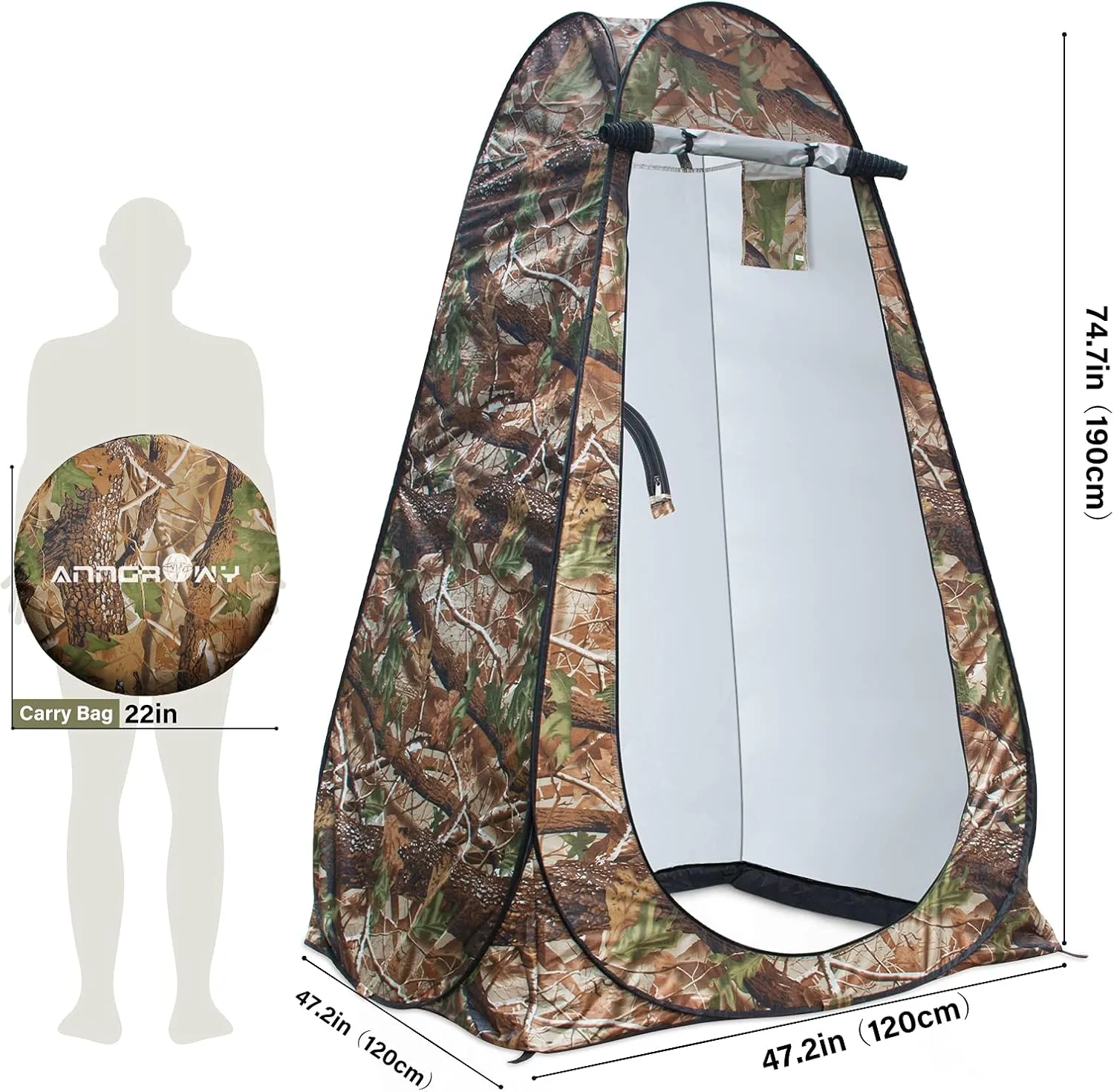 Anngrowy Pop Up Privacy Shower Tent - Portable Outdoor Camping Bathroom Toilet Changing Dressing Room - UPF40  Waterproof