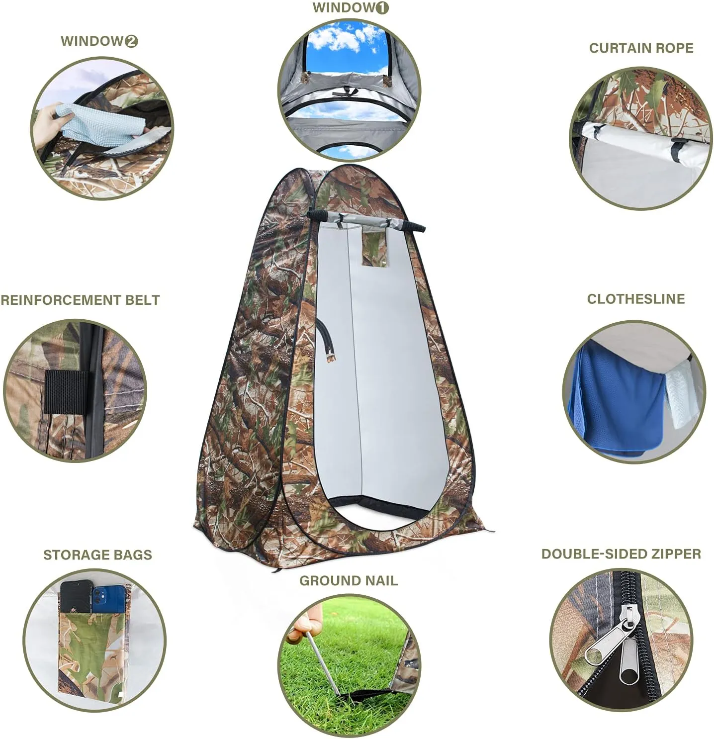 Anngrowy Pop Up Privacy Shower Tent - Portable Outdoor Camping Bathroom Toilet Changing Dressing Room - UPF40  Waterproof