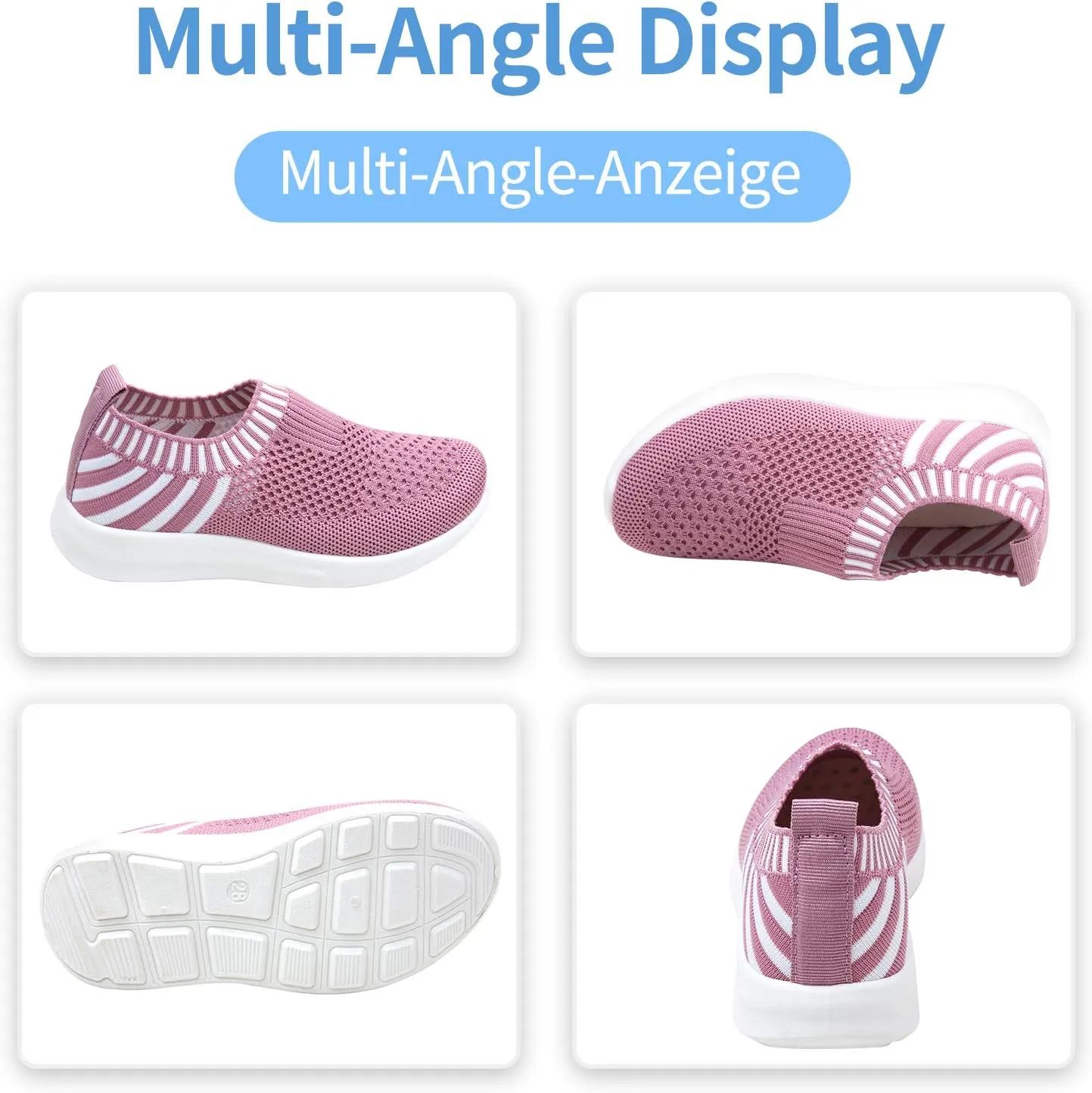 Apawwa Kids Lightweight Slip On Running Shoes - Pink/Blue/Navy/Black Walking Shoes for Toddler/Little Kids/Big Kids