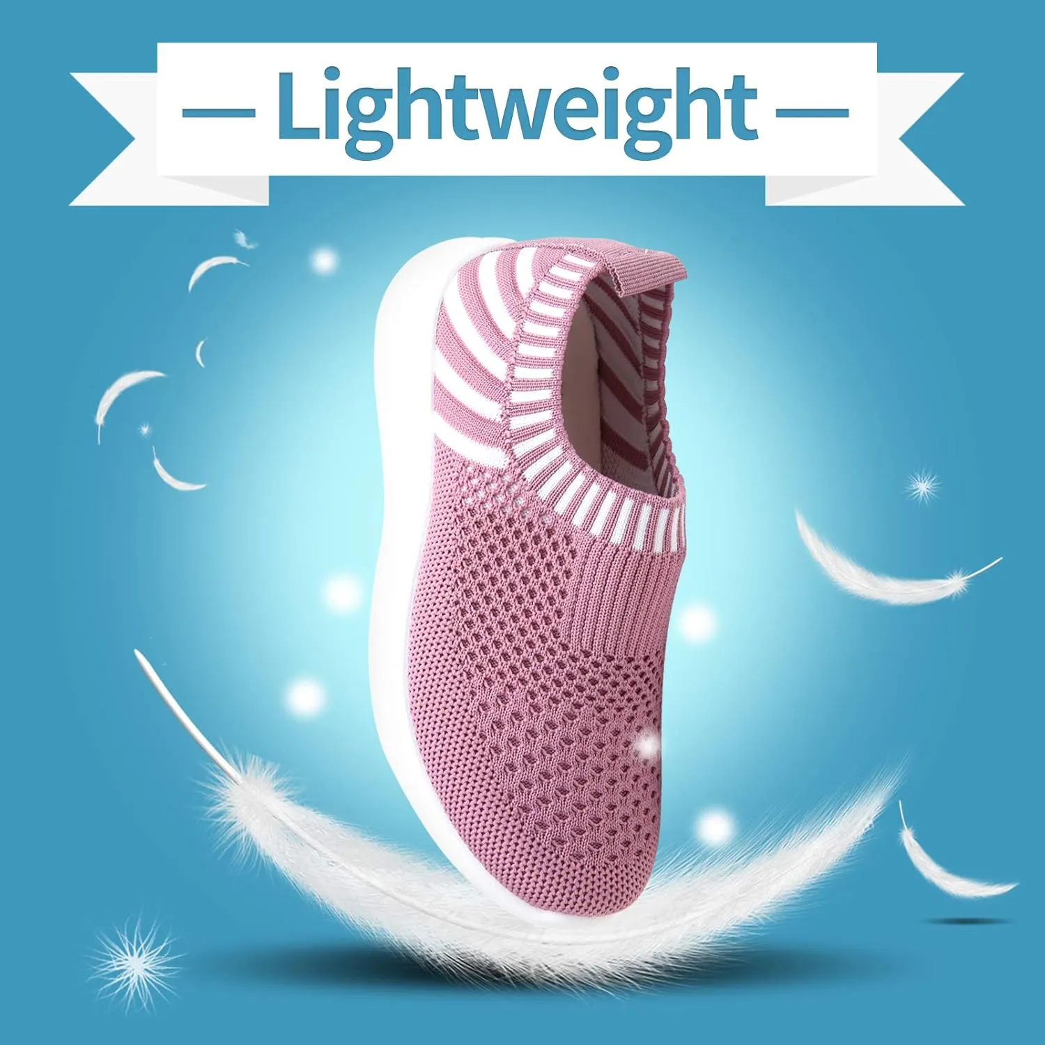 Apawwa Kids Lightweight Slip On Running Shoes - Pink/Blue/Navy/Black Walking Shoes for Toddler/Little Kids/Big Kids