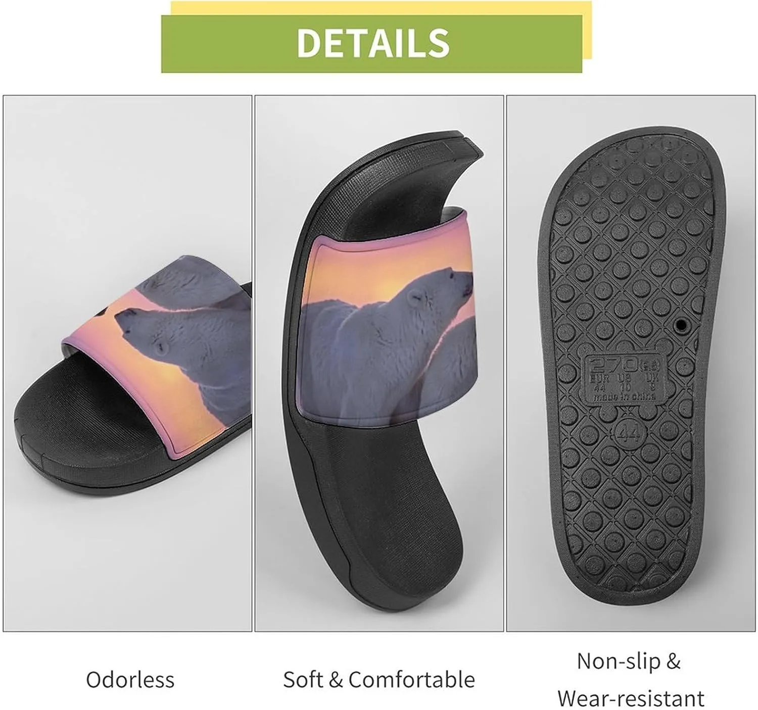 Arctic Bears Unisex Non-Slip Home Slippers Open-toe Outdoor Indoor Slide Shoes Shower Sandals