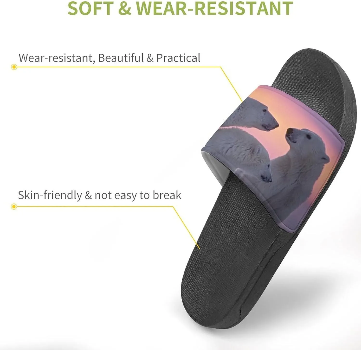 Arctic Bears Unisex Non-Slip Home Slippers Open-toe Outdoor Indoor Slide Shoes Shower Sandals