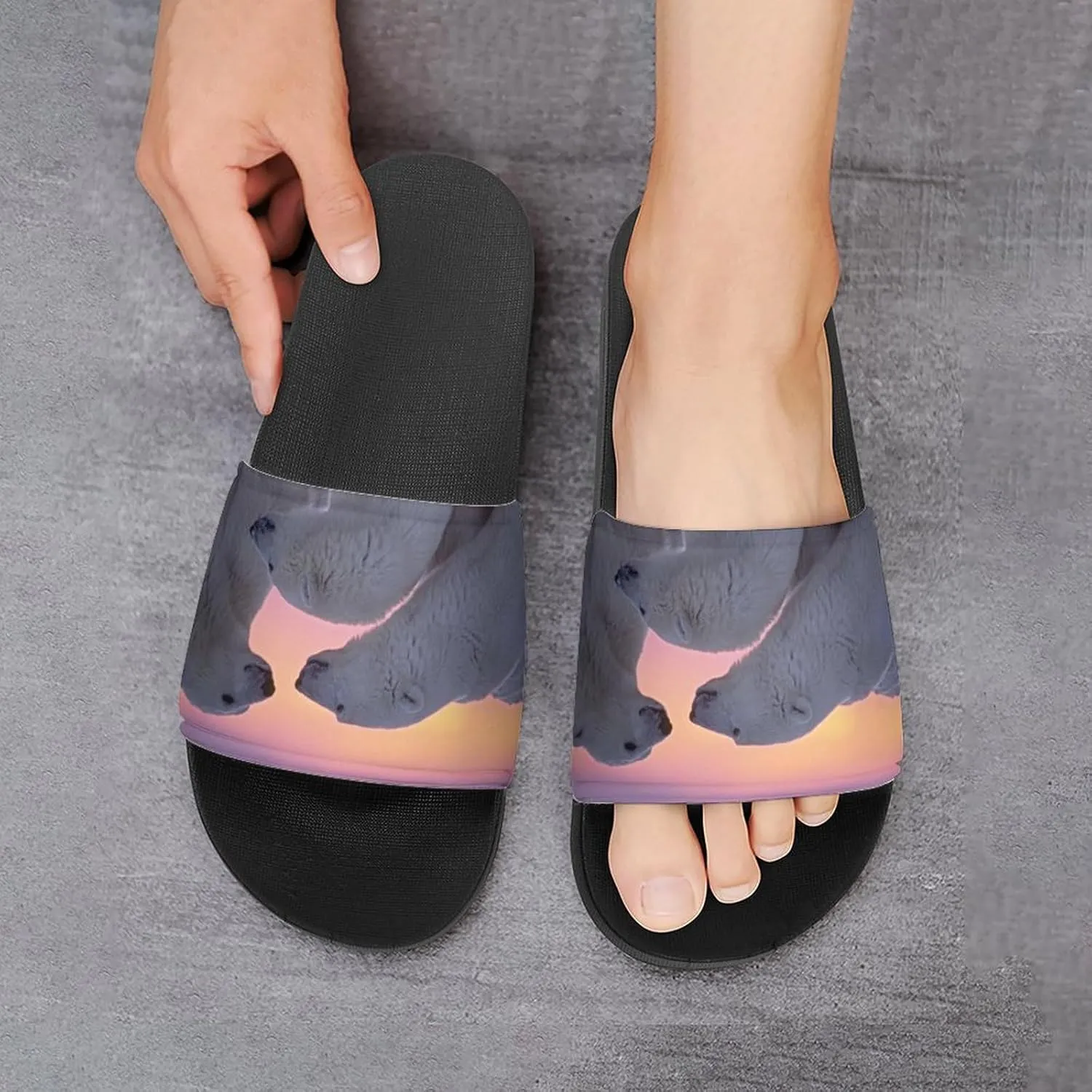 Arctic Bears Unisex Non-Slip Home Slippers Open-toe Outdoor Indoor Slide Shoes Shower Sandals