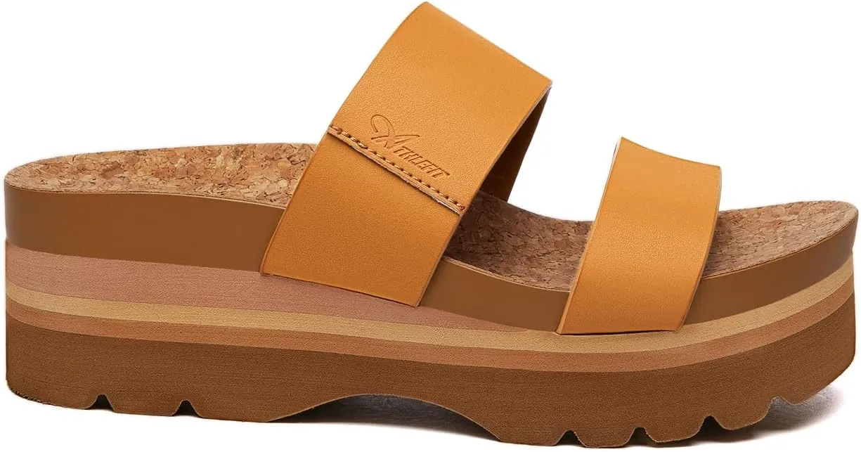 Athlefit Women's Arch Support Platform Slide Sandals Comfortable Crok Footbed Open Toe Slip On Summer Flatform Wedge Sandals