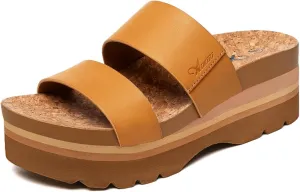 Athlefit Women's Arch Support Platform Slide Sandals Comfortable Crok Footbed Open Toe Slip On Summer Flatform Wedge Sandals