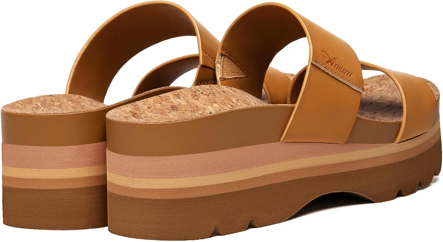 Athlefit Women's Arch Support Platform Slide Sandals Comfortable Crok Footbed Open Toe Slip On Summer Flatform Wedge Sandals