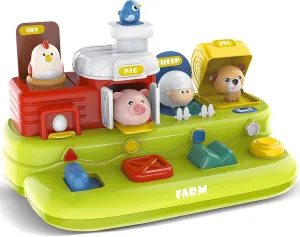 Baby Pop Up Toy with Music- Cause and Effect Pop Up Animal Toys for 6-12 Months Toddlers, 1 Year Old Babies Boys Girls, Infant Interactive Early Learning Educational Montessori Gifts