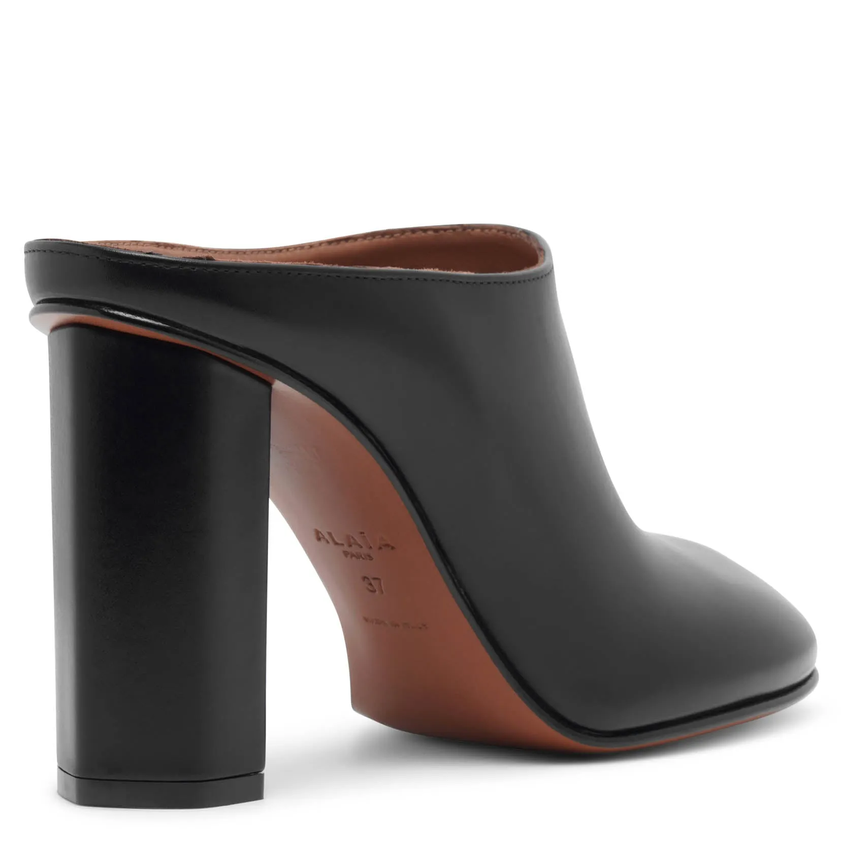 Babylone black leather mules