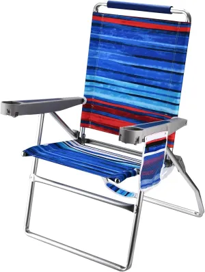 Backpack Beach Chairs for Adults Capacity 300 LBS Low 5 Position Beach Chair with Pouch Straps Folding Lightweight Reclining Aluminum Wide Lay Flat Single