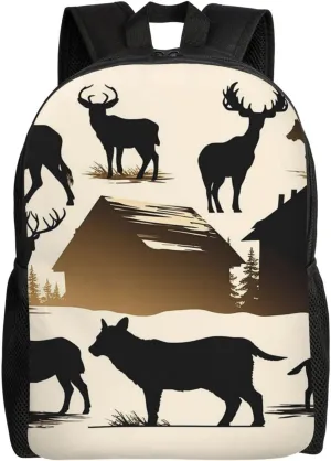 Backpack Travel Casual Daypack for Men Women Lodge Animals Lightweight Double Shoulder Bag for Laptop Hiking