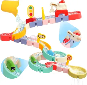 Bath Toys for Kids Ages 4-8 Bath Toys City Car Slide Fun DIY Kit Bathtub Shower Time Birthday Gifts for Kids 3 4 5 6 7 Year Old Boys Girls (38 PCS)