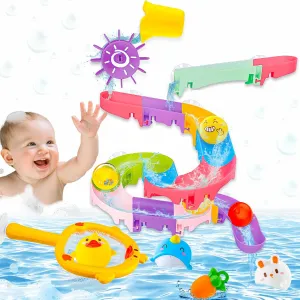Bath Toys for Toddlers, 33 PCS DIY Water Slide Track Set, Fun Bathtub Toys for Kids Ages 3-8, Birthday Gift for Boys Girls Educational Bath Time Toy