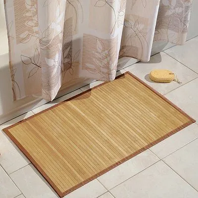 Bathroom Bamboo Floor Mat Rug Natural Smooth Shower Bath Large Non Skid 17 x 24