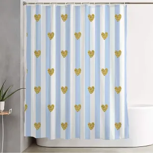 Bathroom Shower Curtain Silver Glam Heart Pattern On Holidays Happy Diamond Love Abstract Holiday Black Celebration Color Fabric Bath Curtain Waterproof Bathroom Curtain 60" x 72"
