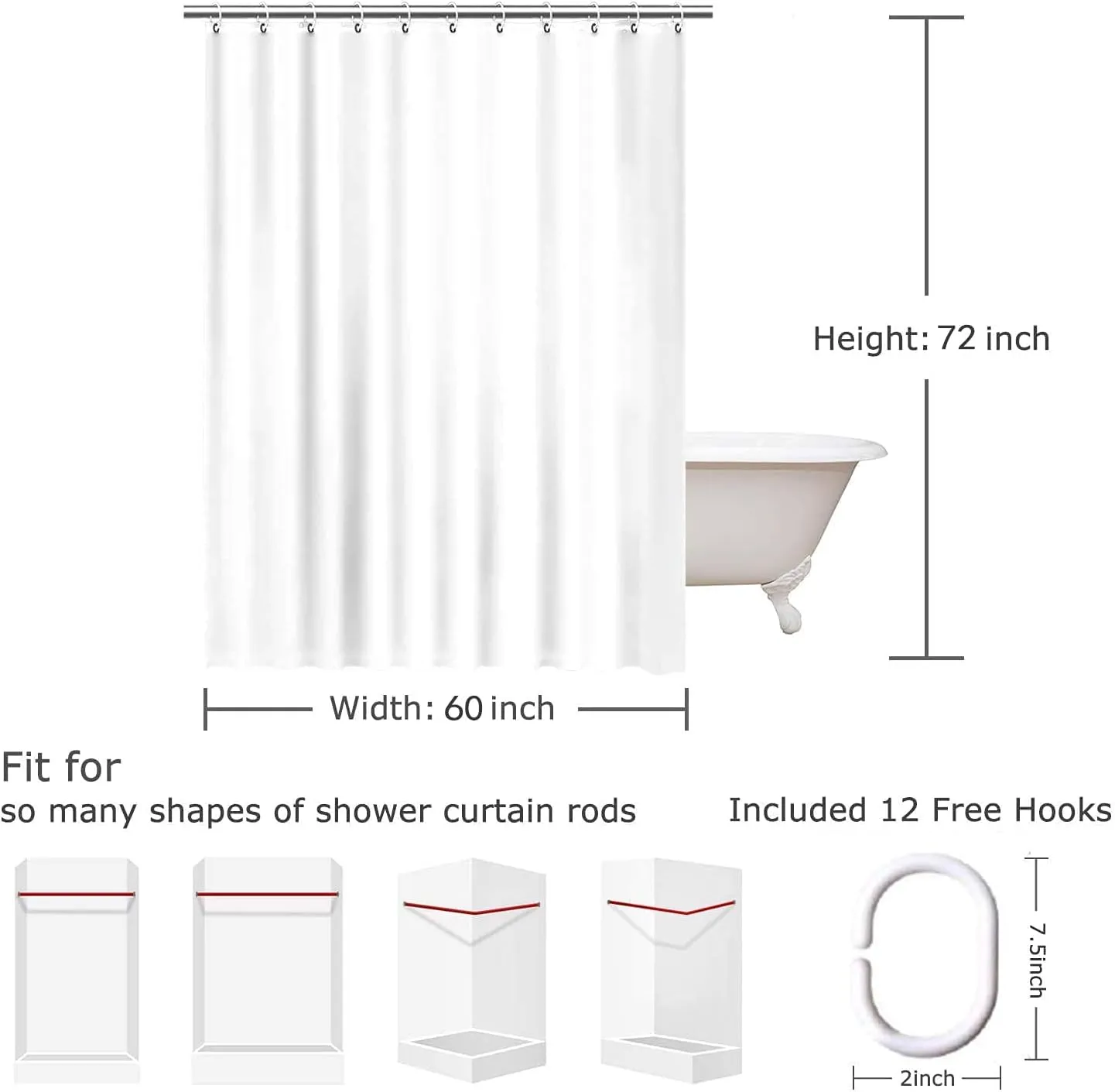 Bathroom Shower Curtain Silver Glam Heart Pattern On Holidays Happy Diamond Love Abstract Holiday Black Celebration Color Fabric Bath Curtain Waterproof Bathroom Curtain 60" x 72"