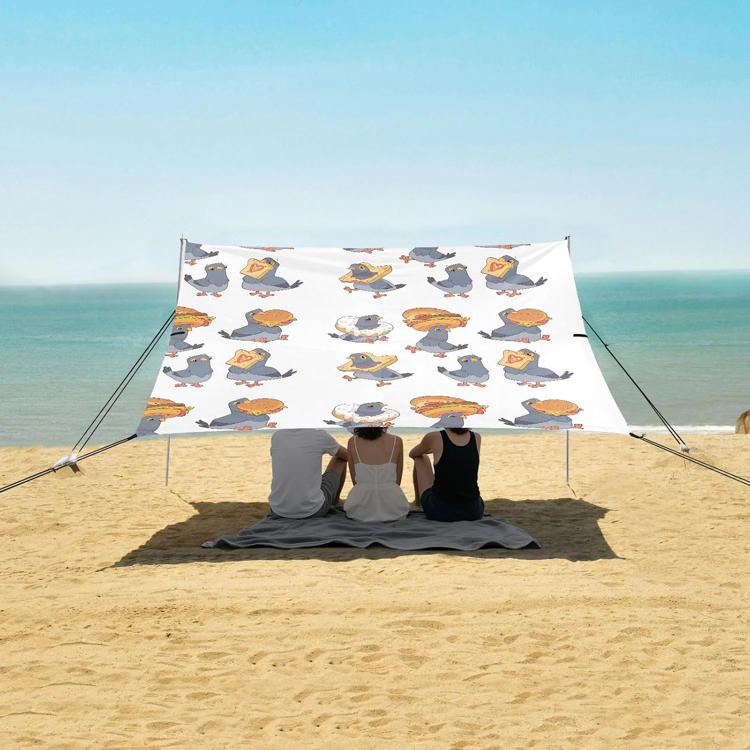 Beach Shade Tent with UPF50  UV Protection,Cartoon Funny Pigeons Birds Lightweight Camping Sun Shelter for Outdoor,Camping Trips, Fishing, Backyard,Picnics,Easy Set Up and Carry 9x10.5 FT