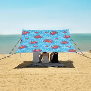Beach Shade Tent with UPF50  UV Protection,Cute Marine Crab Pattern Lightweight Camping Sun Shelter for Outdoor,Camping Trips, Fishing, Backyard,Picnics,Easy Set Up and Carry 9x10.5 FT